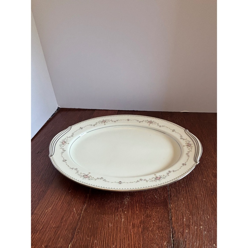 Noritake China Fairmont 6102 Oval Serving Platter Pink Floral Gold Trim Japan